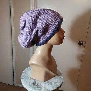 Purple and Blue Crochet Beanie